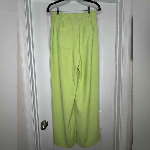 WeWoreWhat Women’s Lime Green Wide Leg Pleated Front Trouser Pant, Sz 6 - Picture 5 of 10